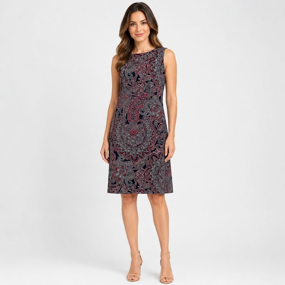Tommy Hilfiger Sleeveless Women Paisley Medallion Sheath Dress Size 8